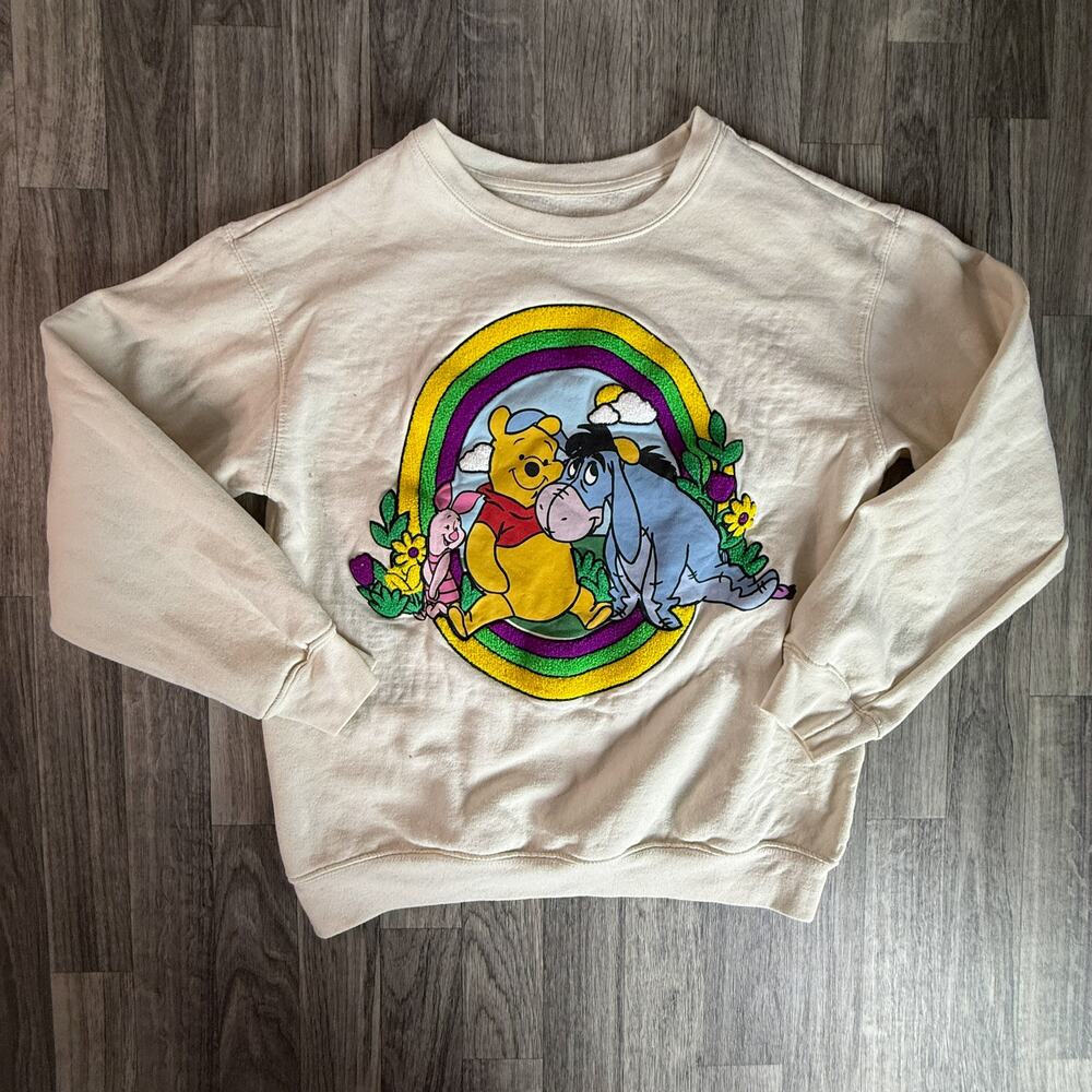 Disney Winnie the Pooh Crewneck Sweatshirt Medium Rainbow Piglet Eeyore